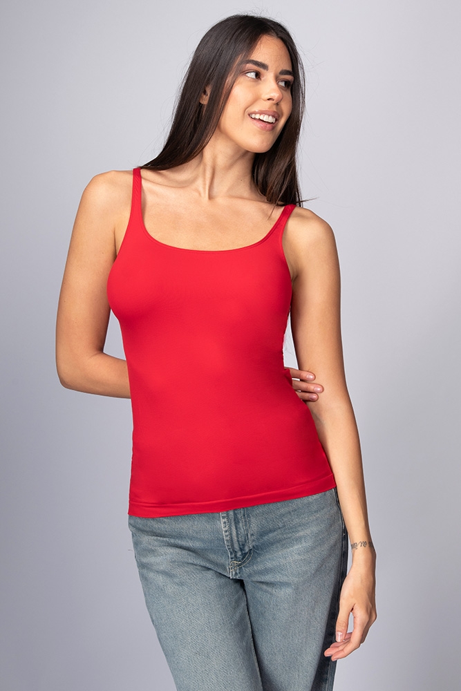 Essential Basic Women's Basic Casual Long Camisole Cami Top Regular Sizes -  Red, M 