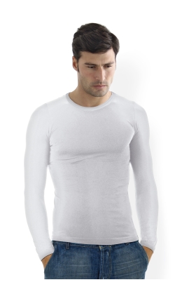T-shirt Round Neck Long Sleeve - promo 3 pieces white s/m