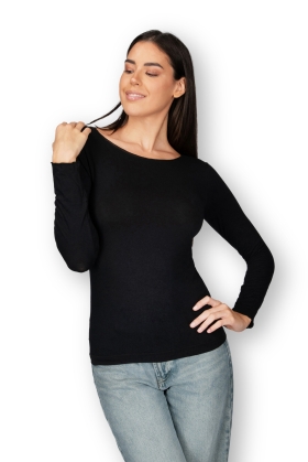 T-shirt Cashmere girocollo-nero-l/xl
