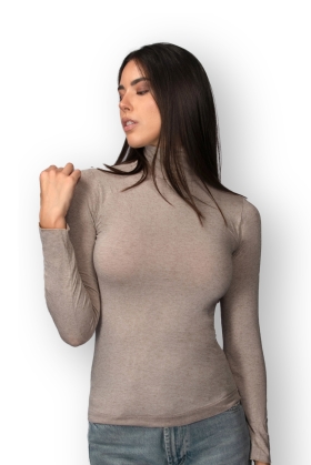 T-shirt Cashmere collo alto-natural-s/m