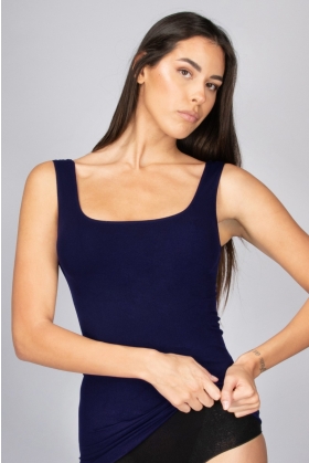 Canotta spalla larga Cashmere donna-Blue-S/M