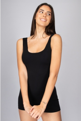 Wide Strap Cashmere Tank Top for Women-Black-M/L