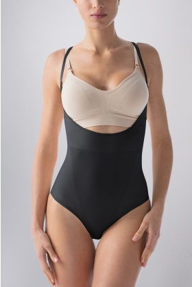 Body Modellante Spalla Stretta con Scollo Sottoseno - Strong Compression | ControlBody-Nero-S/M