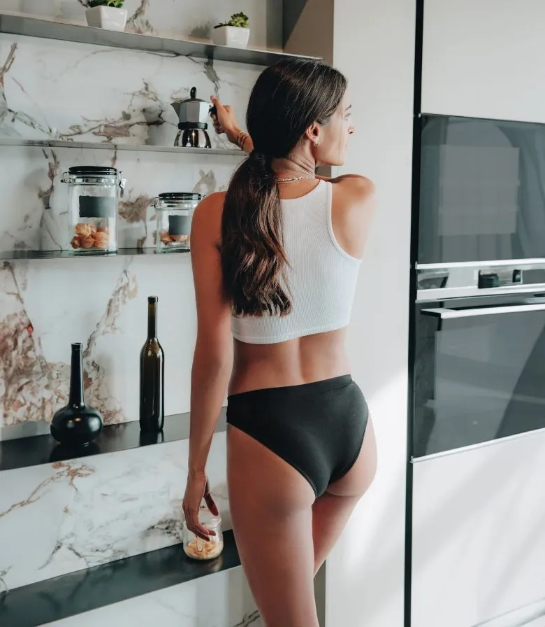 woman wearing Intimidea's briefs